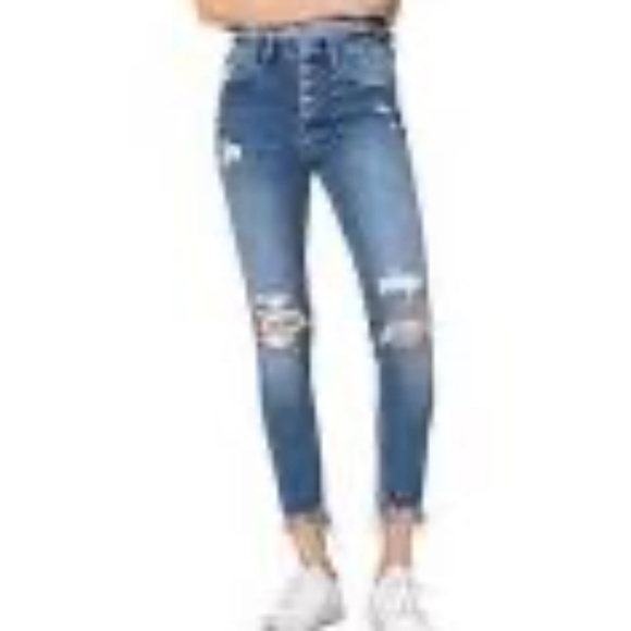 Flying Monkey Button Up Destroyed/Distressed Raw Hem Skinny Fit Jean - Picture 1 of 8